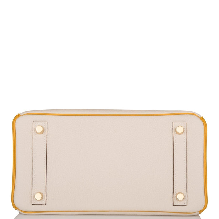 Hermes Special Order (HSS) Birkin 25 Craie and Jaune Ambre Togo Brushed Gold Hardware
