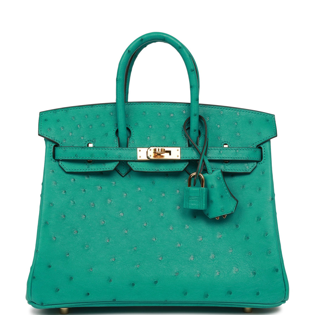 top quality Hermes Birkin 25 Vert Verone Ostrich Gold Hardware