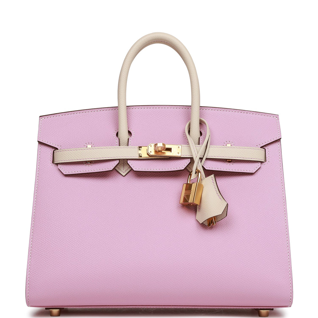 top quality Hermes Special Order (HSS) Birkin Sellier 25 Mauve Sylvestre and Craie Epsom Rose Gold Hardware