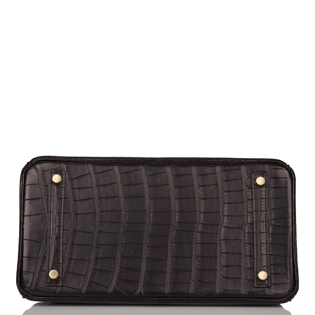 Hermes Birkin 30 Black Matte Alligator Gold Hardware