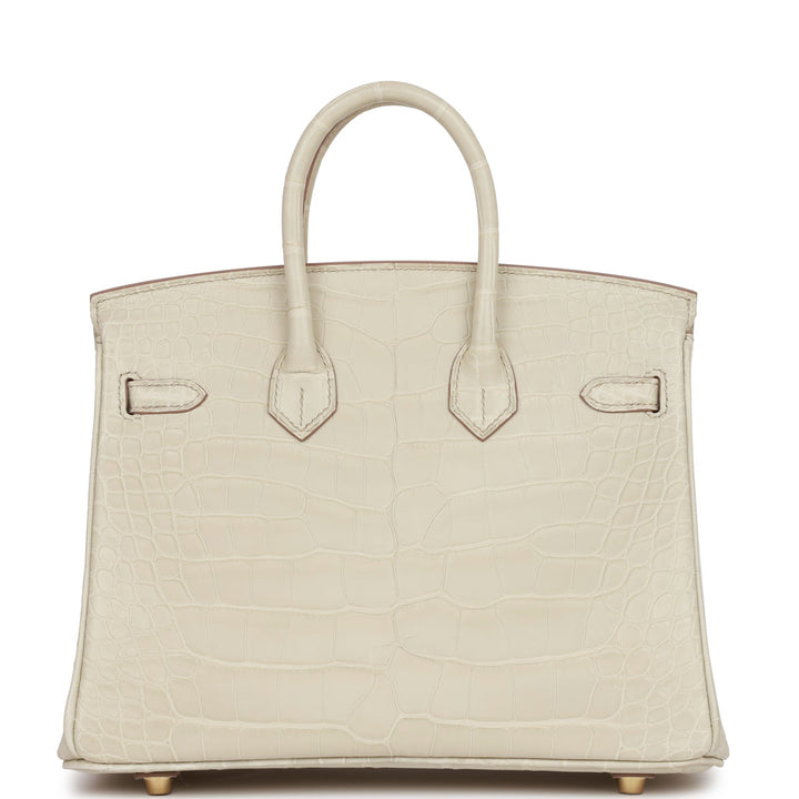Hermes Birkin 25 Beton Matte Alligator Gold Hardware
