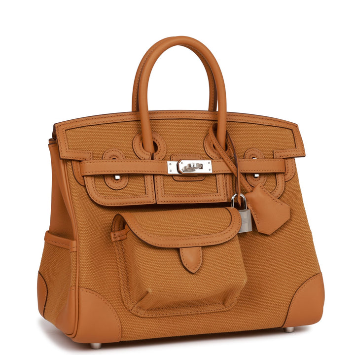 Top quality Hermes Birkin Cargo 25 Desert/Sesame Swift and Toile Canvas Palladium Hardware