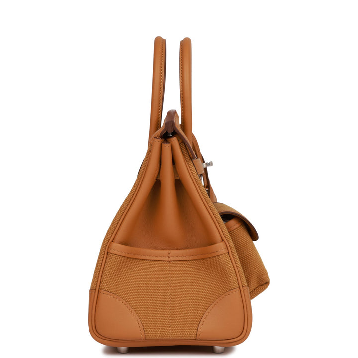 Top quality Hermes Birkin Cargo 25 Desert/Sesame Swift and Toile Canvas Palladium Hardware