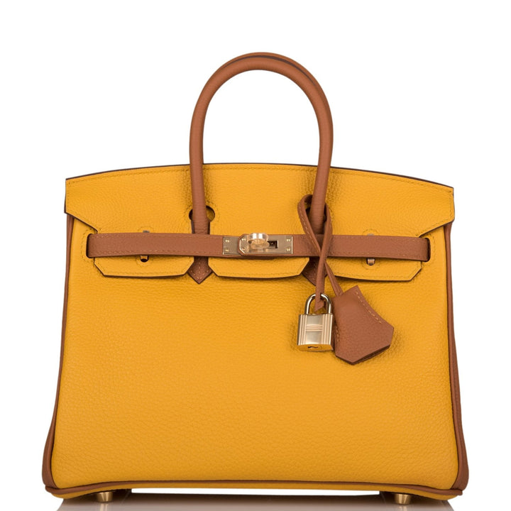 Premium Handmade Hermes Special Order (HSS) Birkin 25 Jaune Ambre and Gold Togo Permabrass Hardware