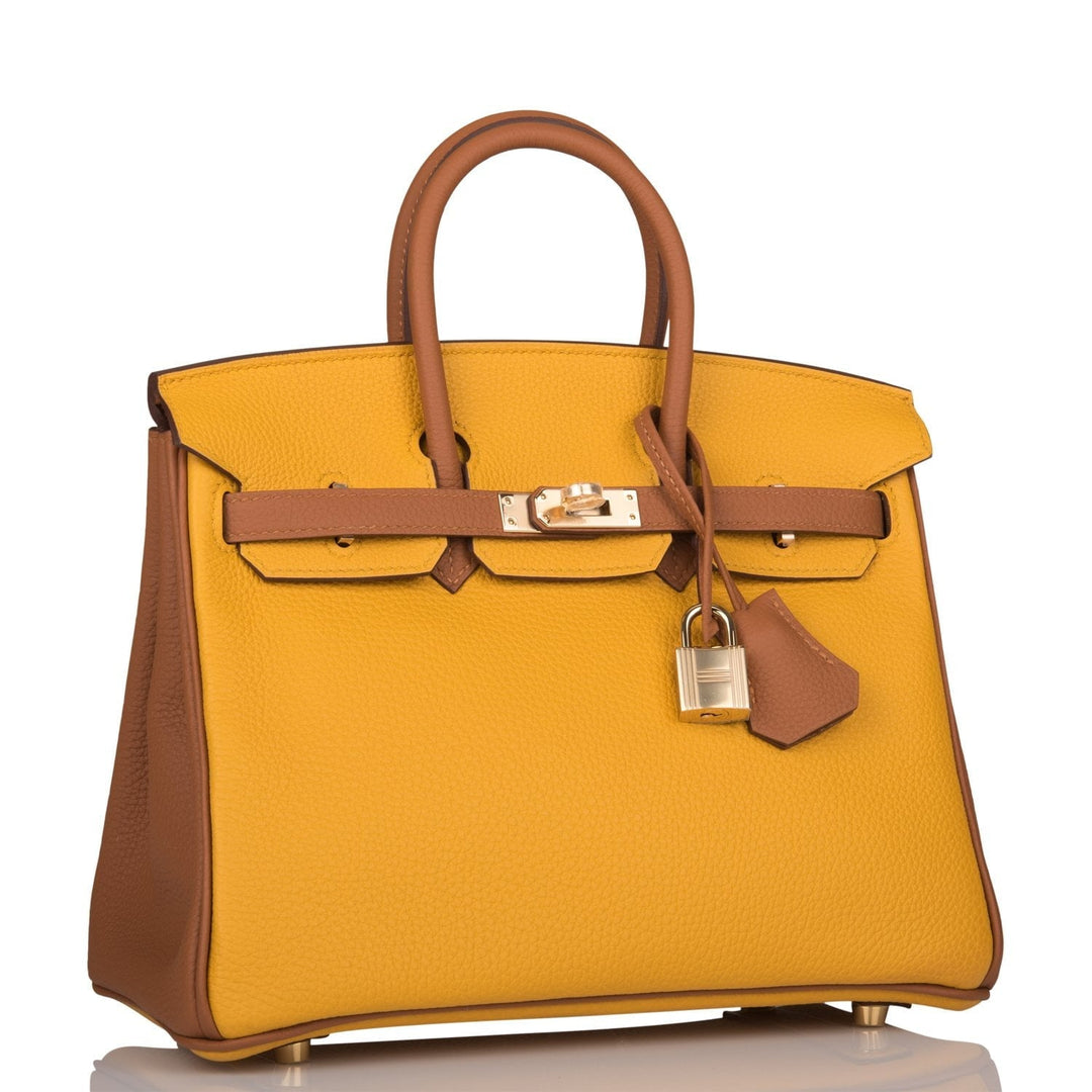 Premium Handmade Hermes Special Order (HSS) Birkin 25 Jaune Ambre and Gold Togo Permabrass Hardware