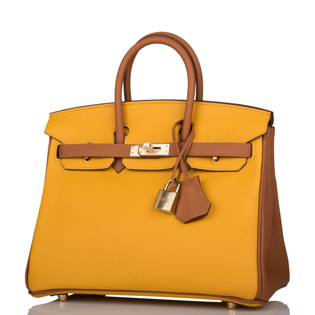 Premium Handmade Hermes Special Order (HSS) Birkin 25 Jaune Ambre and Gold Togo Permabrass Hardware