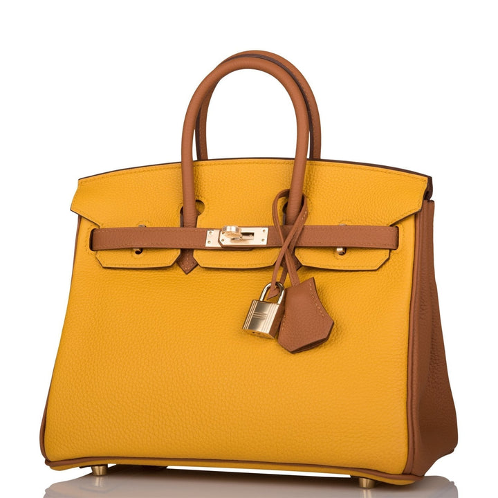 Premium Handmade Hermes Special Order (HSS) Birkin 25 Jaune Ambre and Gold Togo Permabrass Hardware