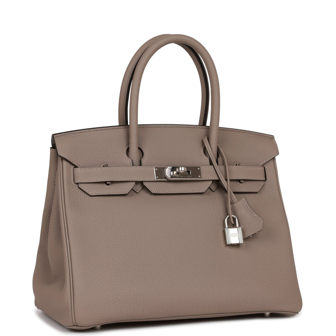 Pre-owned Top quality Hermes Birkin 30 Gris Asphalte Togo Palladium Hardware