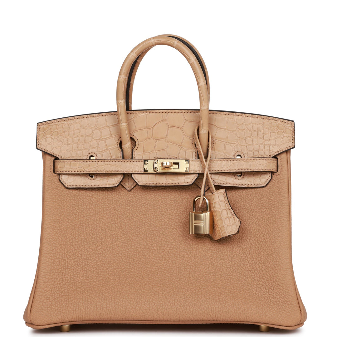 top quality Hermes Birkin 25 Chai Matte Alligator and Togo Touch Permabrass Hardware