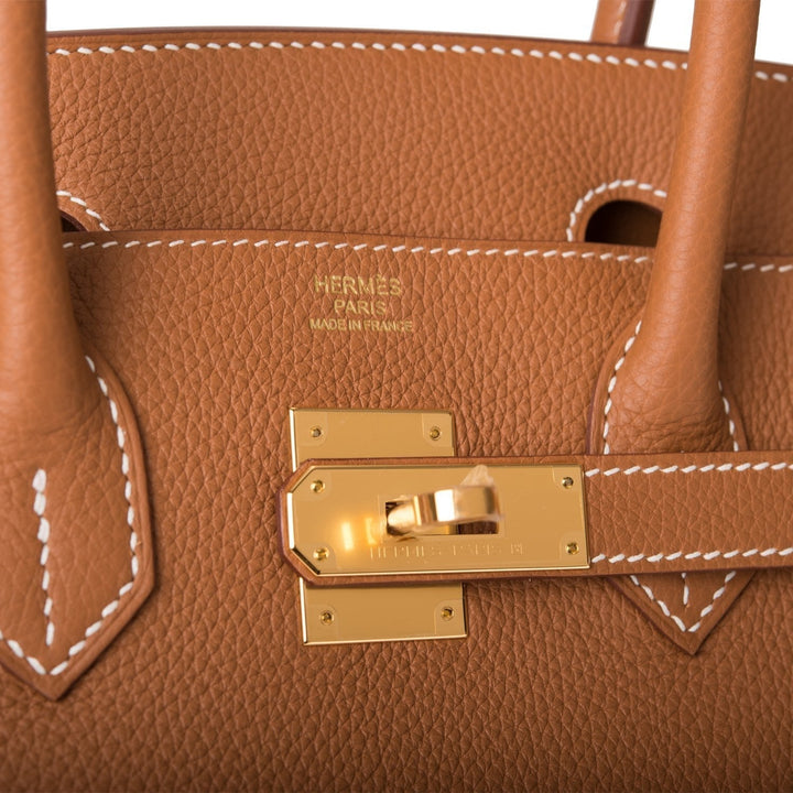 Premium Handmade Hermes Gold Togo Birkin 30cm Gold Hardware
