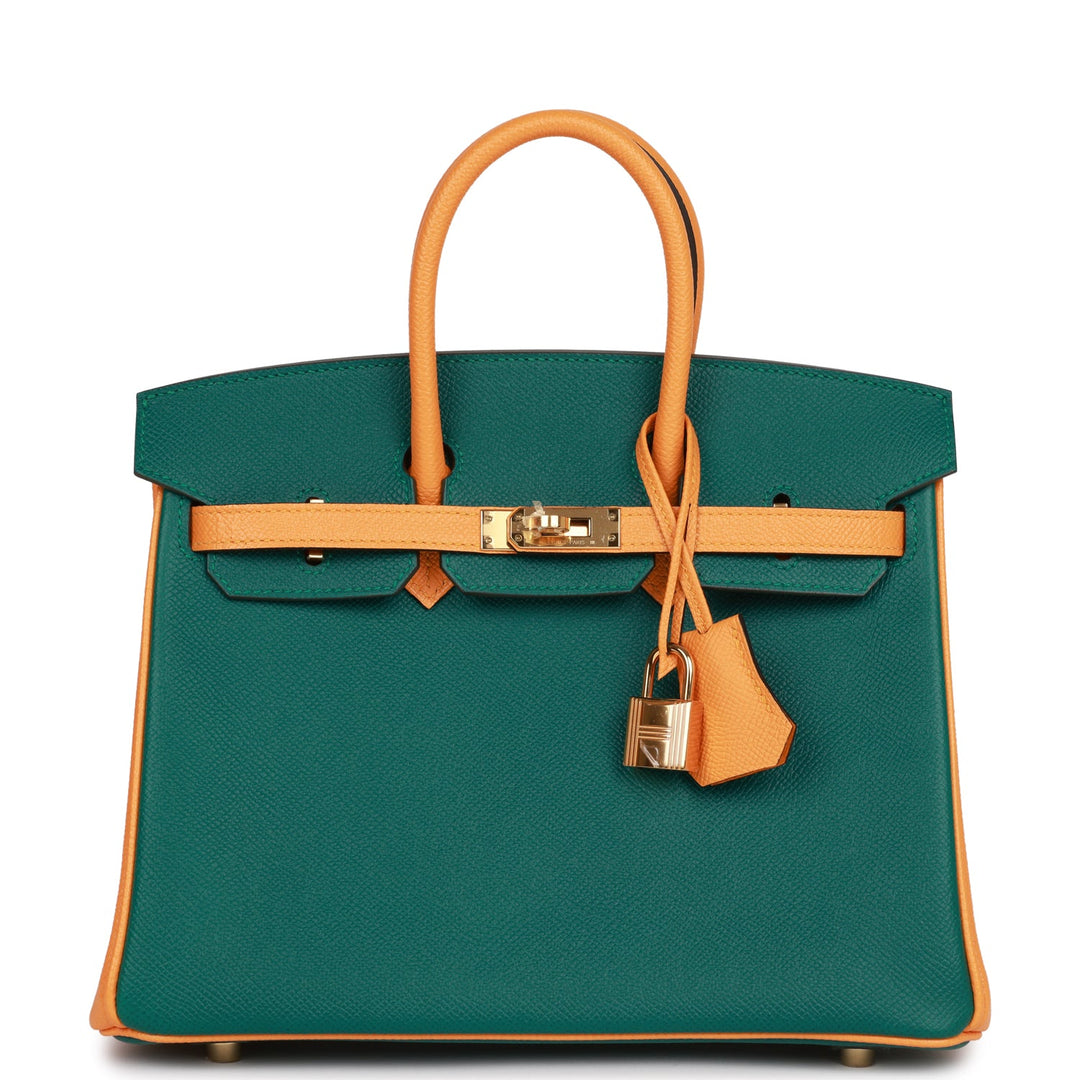 top quality Hermes Special Order (HSS) Birkin 25 Malachite and Jaune D'Or Epsom Gold Hardware