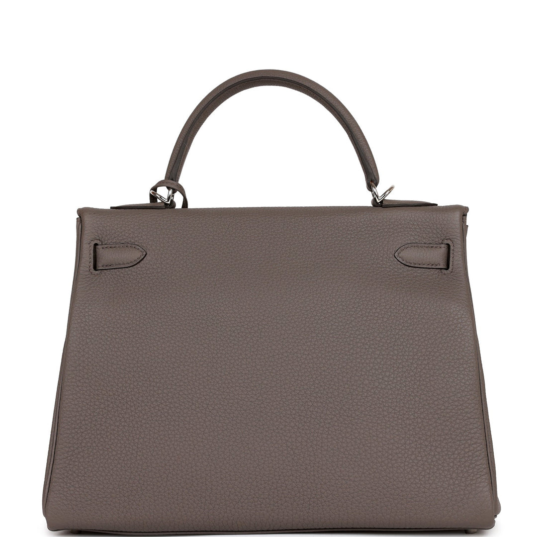 Hermes Kelly 32 Retourne Etain Togo Palladium Hardware