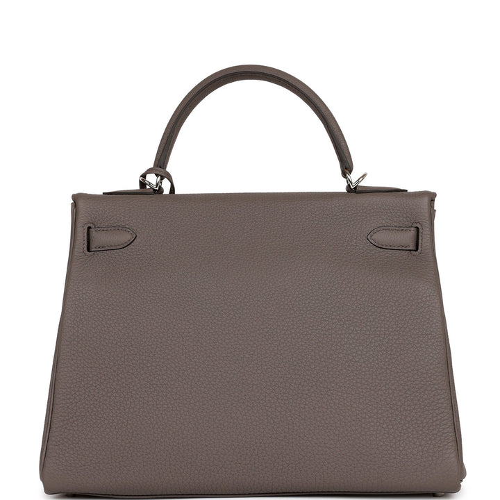 Hermes Kelly 32 Retourne Etain Togo Palladium Hardware