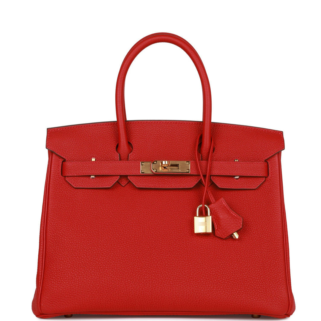 top quality Hermes Birkin 30 Rouge Casaque Togo Gold Hardware