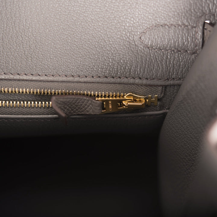 Top quality Hermes Birkin Sellier 25 Etain Epsom Gold Hardware