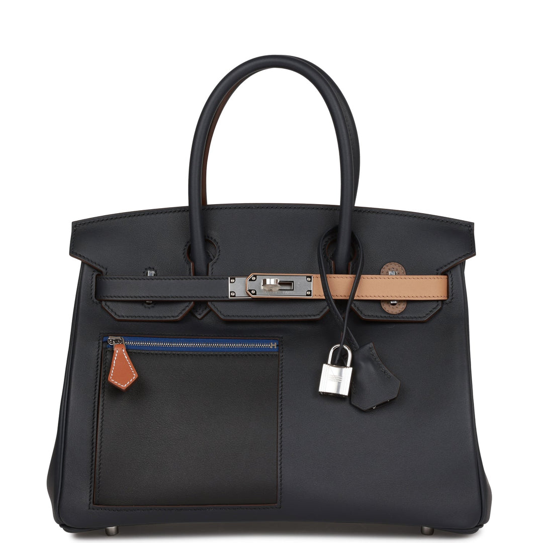 top quality Hermes Colormatic Birkin 30 Caban, Black and Chai Swift Palladium Hardware