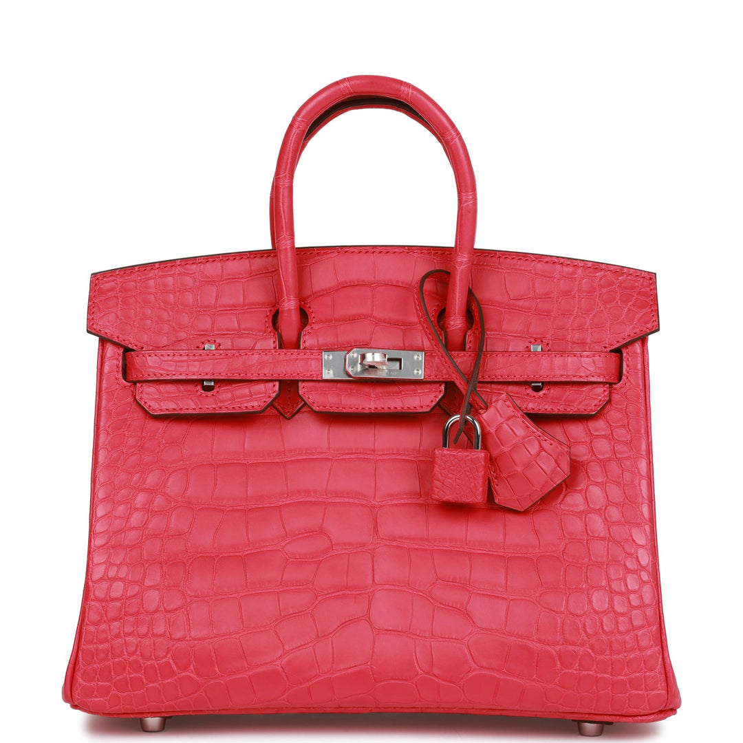 top quality Hermes Birkin 25 Rose Extreme Matte Alligator Palladium Hardware