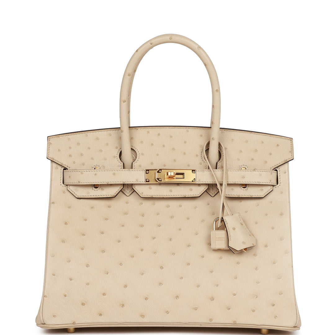 top quality Hermes Birkin 30 Parchemin Ostrich Gold Hardware