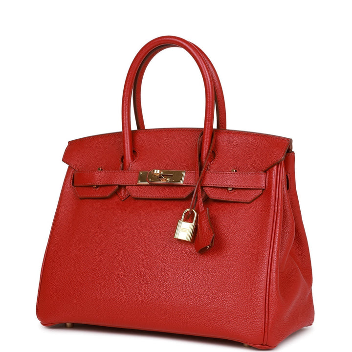 Hermes Birkin 30 Rouge Garance Togo Gold Hardware