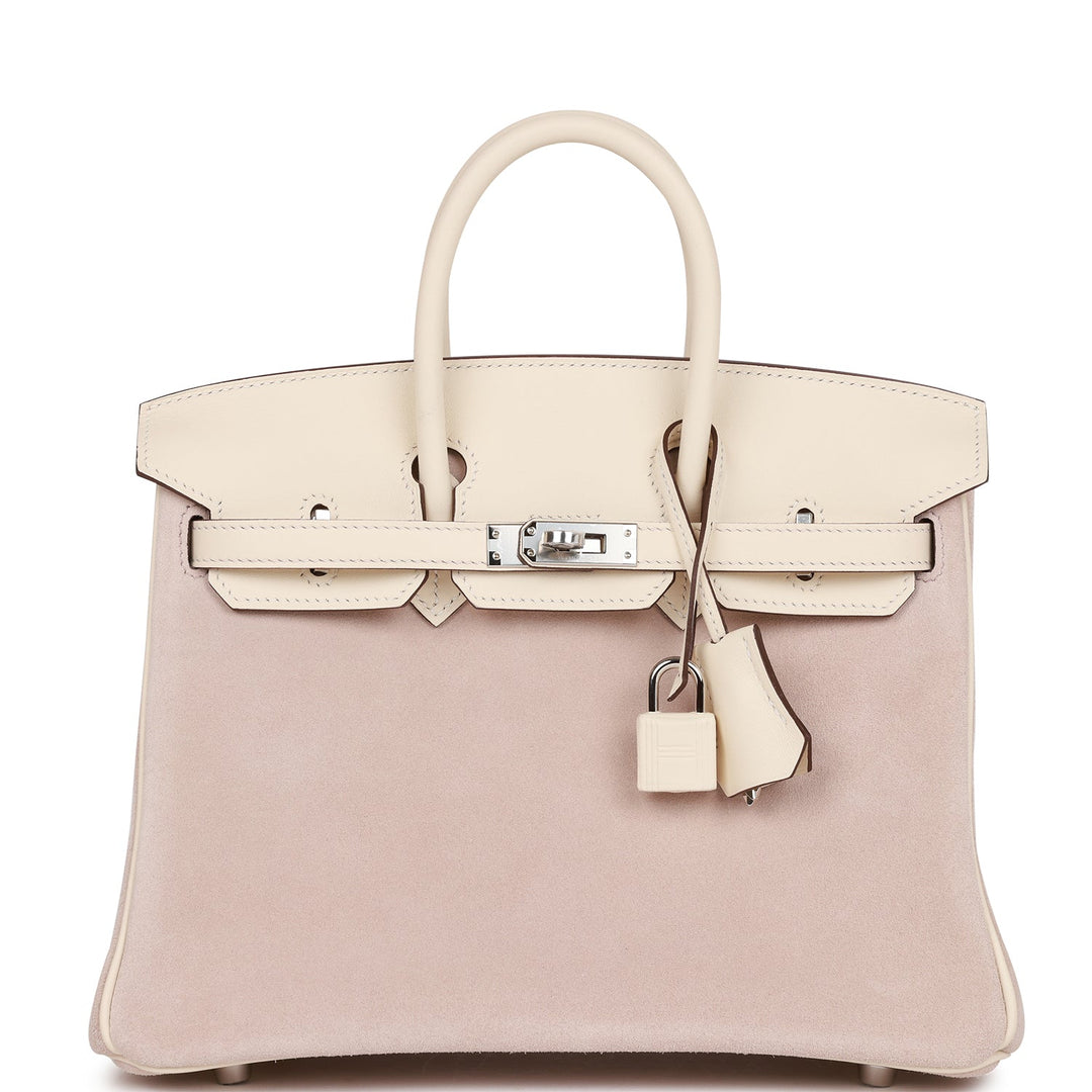 top quality Hermes Birkin 25 Glycine Grizzly and Nata Swift Palladium Hardware