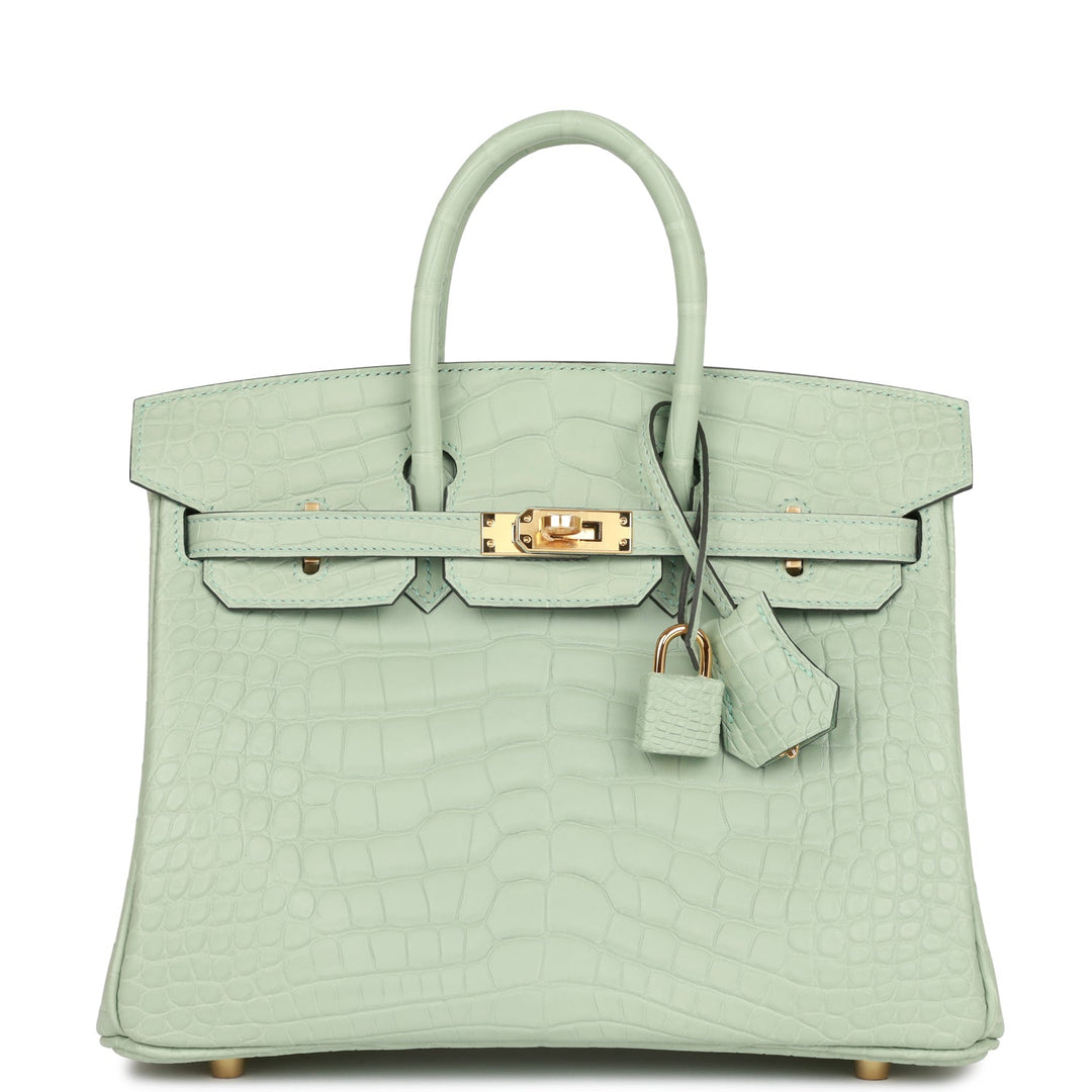 top quality Hermes Birkin 25 Vert D'Eau Matte Alligator Gold Hardware