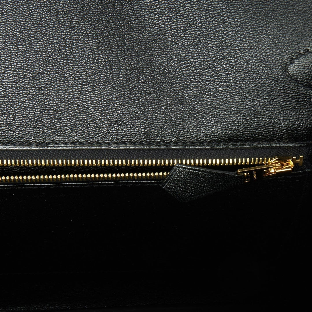 Hermes Birkin 35 Black Shiny Porosus Crocodile Gold Hardware