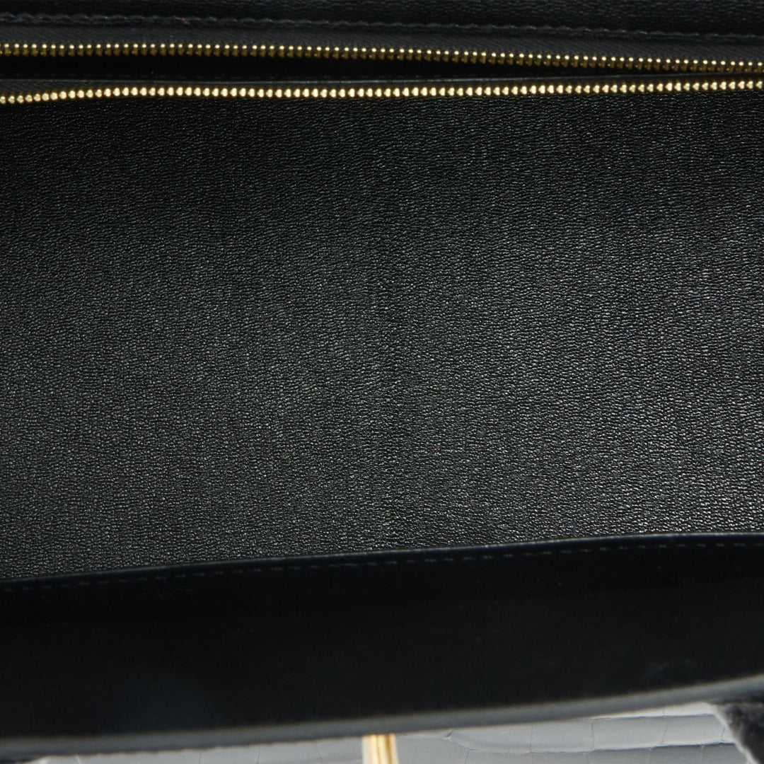 Hermes Birkin 35 Black Shiny Porosus Crocodile Gold Hardware