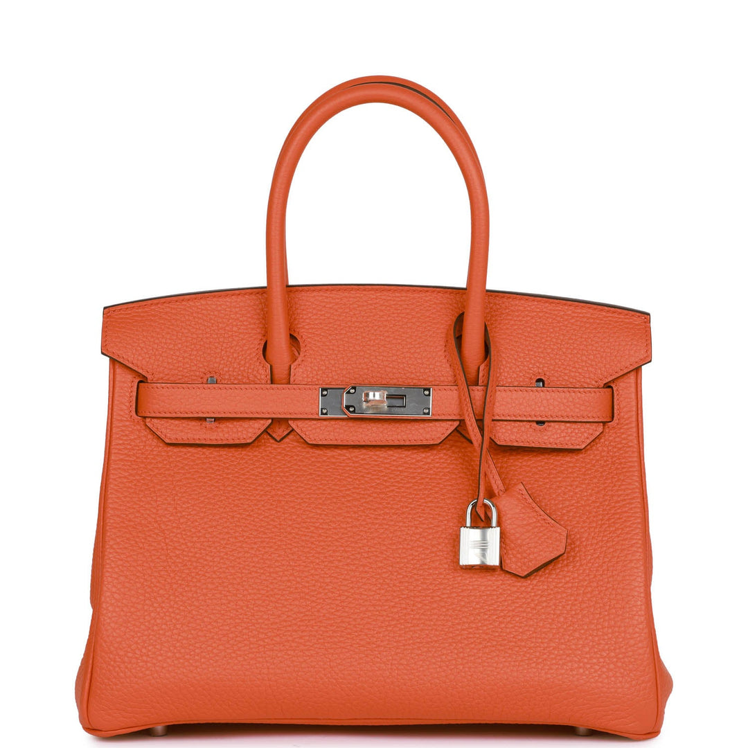top quality Hermes Birkin 30 Orange Poppy Clemence Palladium Hardware