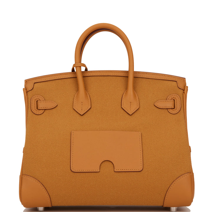 Hermes Birkin 25 Cargo Desert/Sesame Swift and Toile Canvas Palladium Hardware