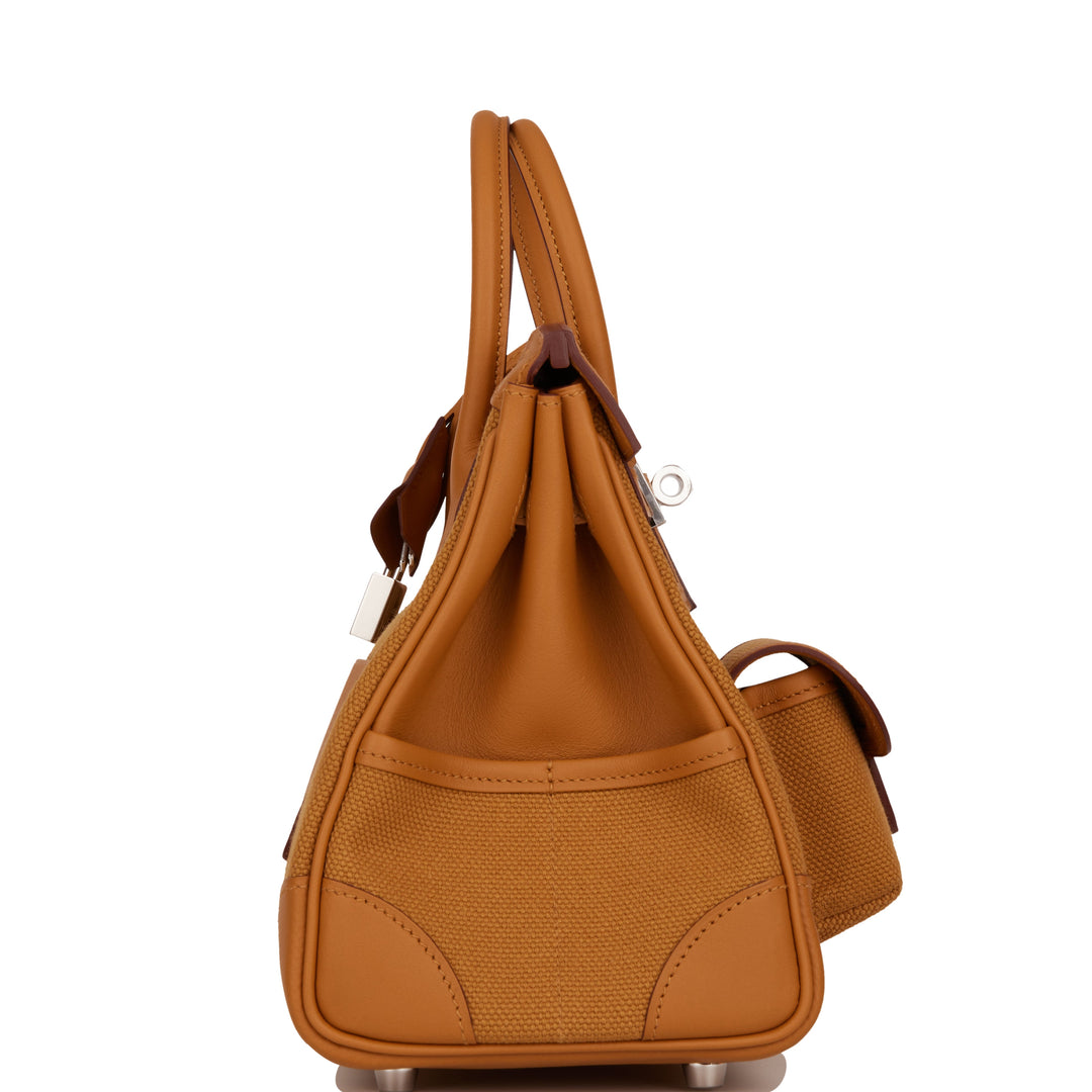 Hermes Birkin 25 Cargo Desert/Sesame Swift and Toile Canvas Palladium Hardware