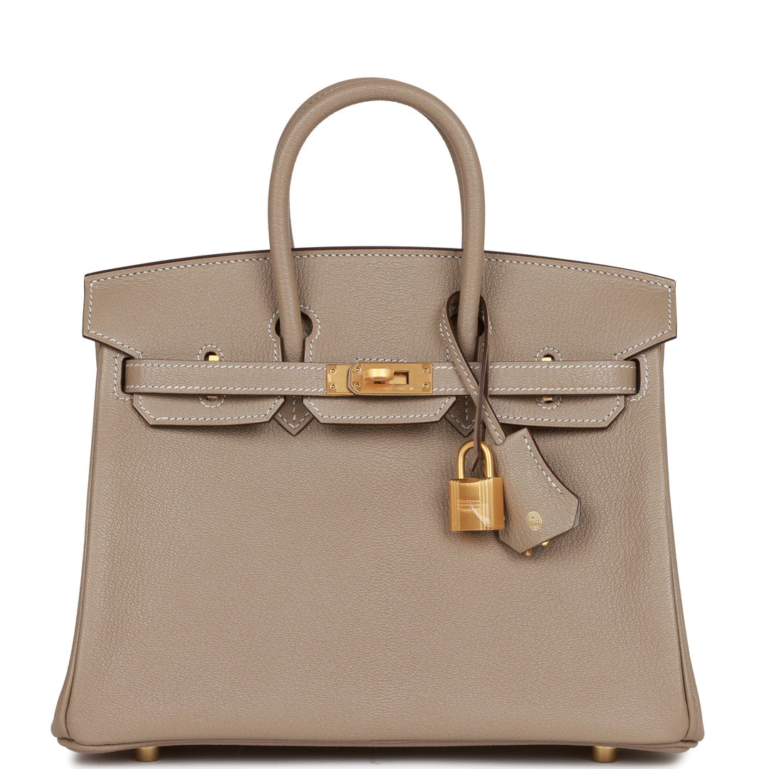 top quality Hermes Special Order (HSS) Birkin 25 Gris Tourterelle Verso Chevre Brushed Gold Hardware