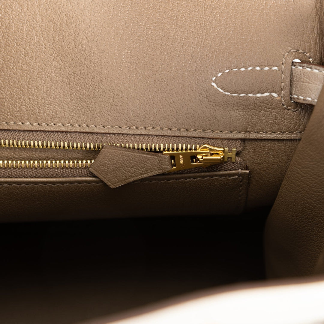 Hermes Birkin 25 Beton and Gris Asphalte Ostrich Brushed Gold Hardware