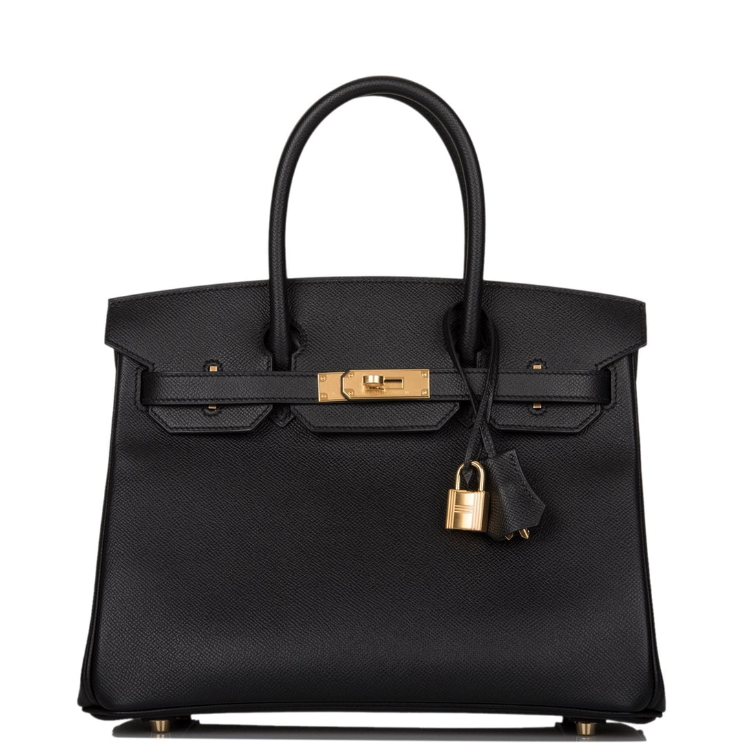 Premium Handmade Hermes Black Epsom Birkin 30cm Gold Hardware