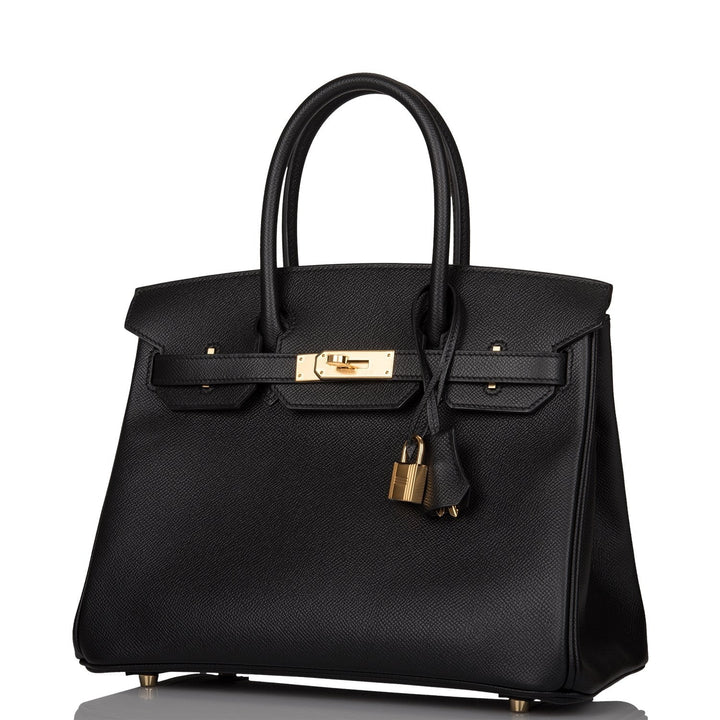 Premium Handmade Hermes Black Epsom Birkin 30cm Gold Hardware