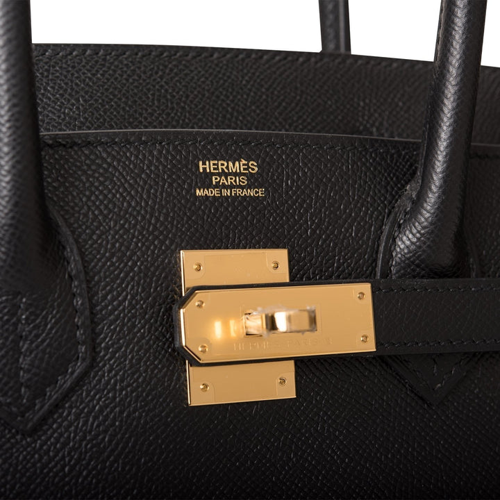 Premium Handmade Hermes Black Epsom Birkin 30cm Gold Hardware