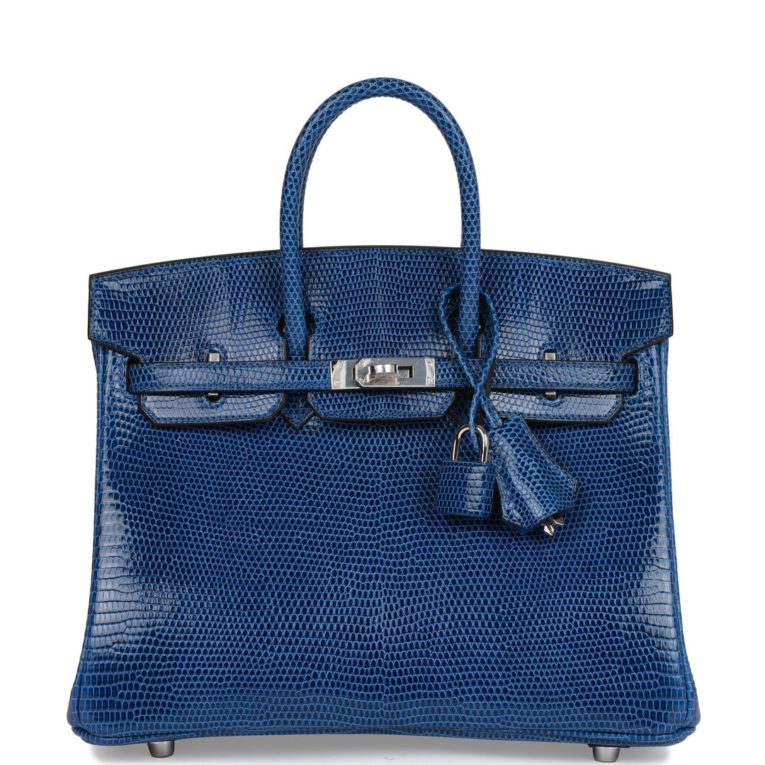 top quality Hermes Birkin 25 Bleu Saphir Lizard Palladium Hardware