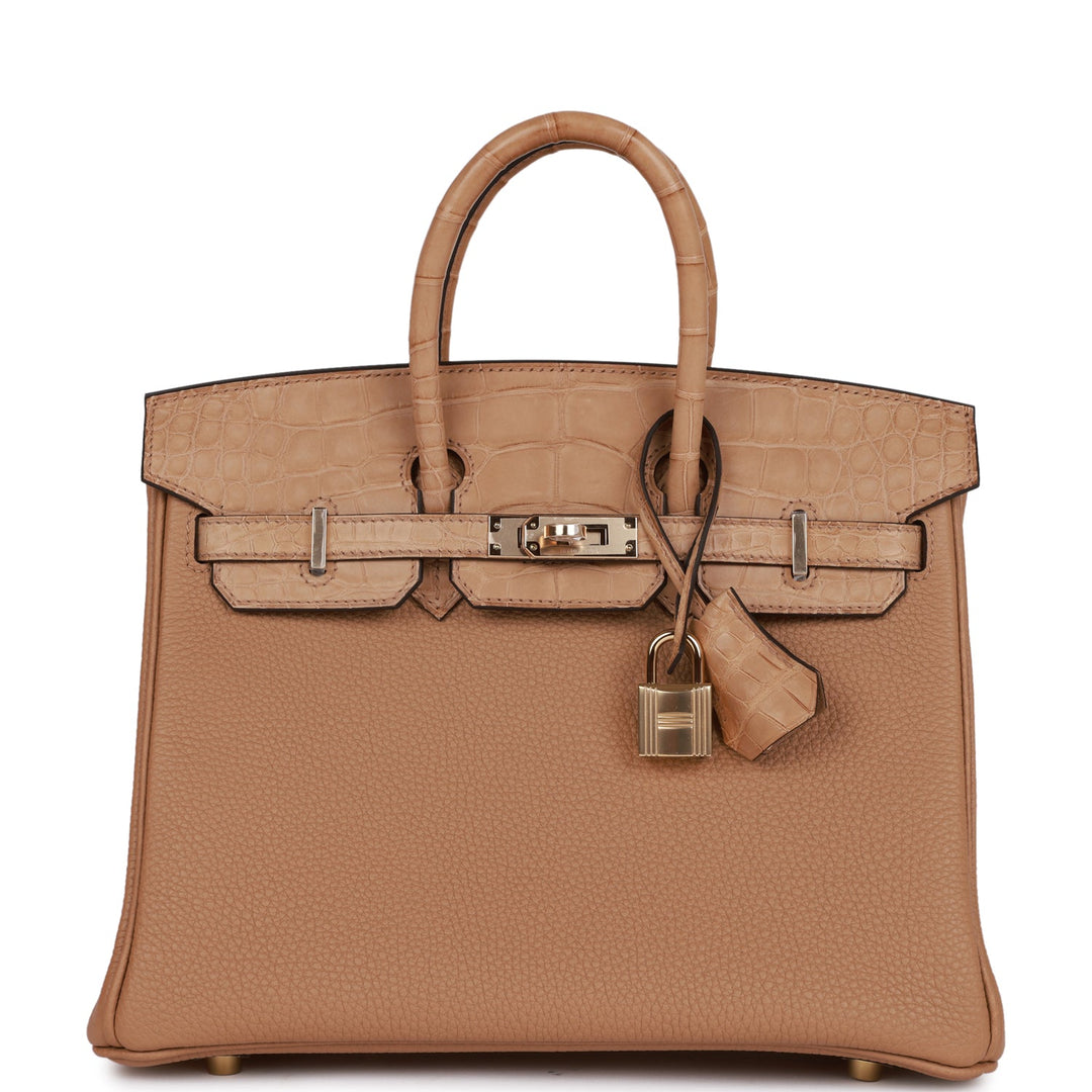 top quality Hermes Birkin 25 Chai Matte Alligator and Togo Touch Permabrass Hardware