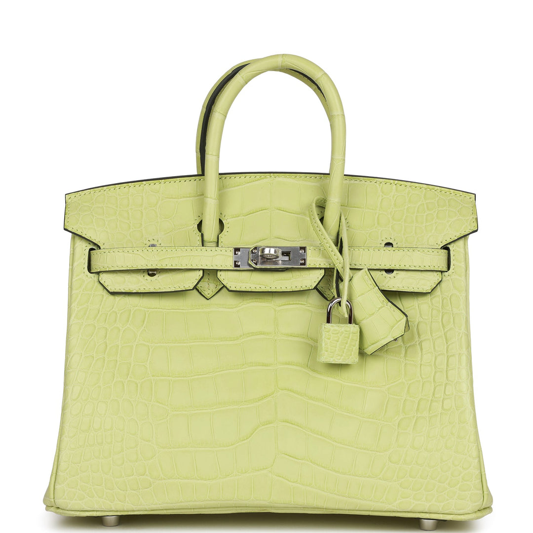 top quality Hermes Birkin 25 Jaune Bourgeon Matte Alligator Palladium Hardware
