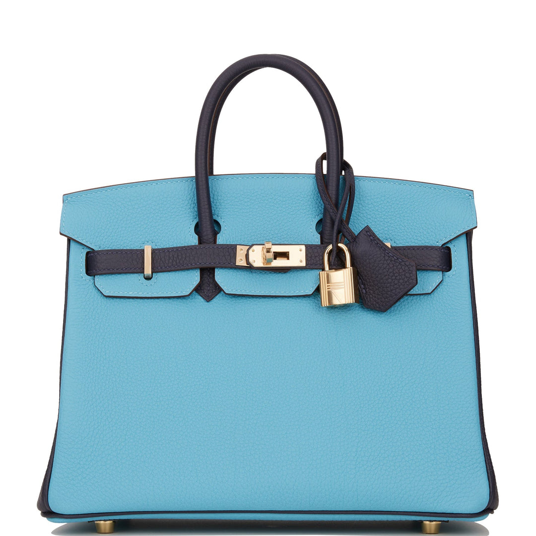Top quality Hermes Special Order (HSS) Birkin 25 Bleu du Nord and Bleu Nuit Togo Permabrass Hardware