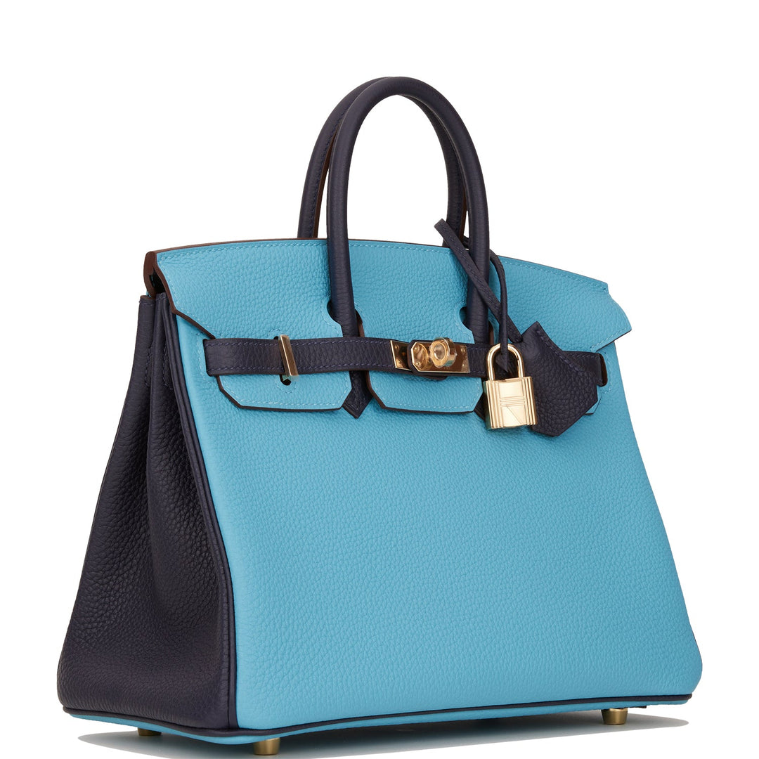 Top quality Hermes Special Order (HSS) Birkin 25 Bleu du Nord and Bleu Nuit Togo Permabrass Hardware