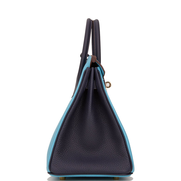 Top quality Hermes Special Order (HSS) Birkin 25 Bleu du Nord and Bleu Nuit Togo Permabrass Hardware