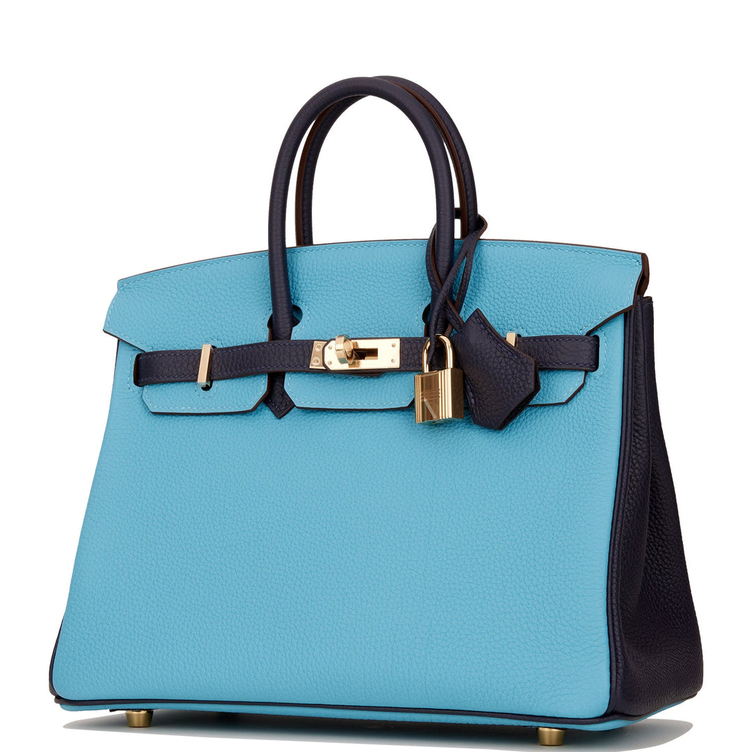 Top quality Hermes Special Order (HSS) Birkin 25 Bleu du Nord and Bleu Nuit Togo Permabrass Hardware