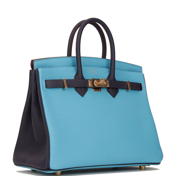 Top quality Hermes Special Order (HSS) Birkin 25 Bleu du Nord and Bleu Nuit Togo Permabrass Hardware