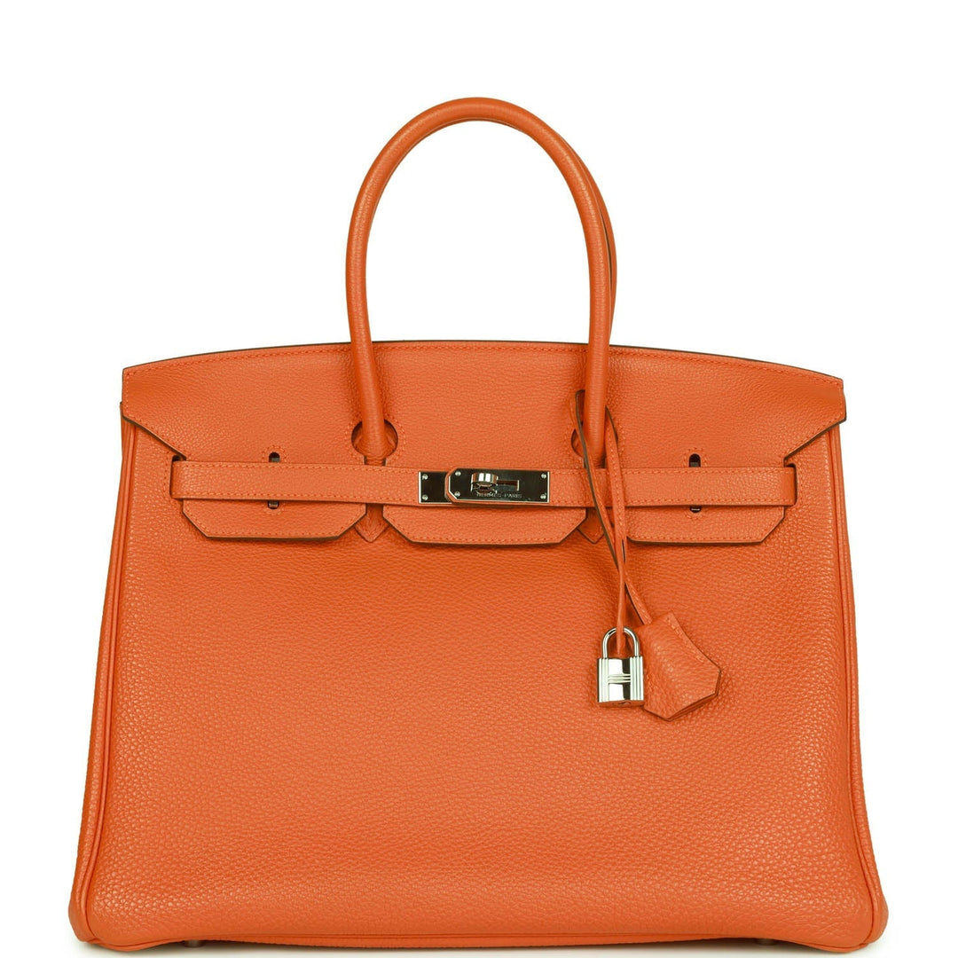 top quality Hermes Birkin 35 Orange H Clemence Palladium Hardware