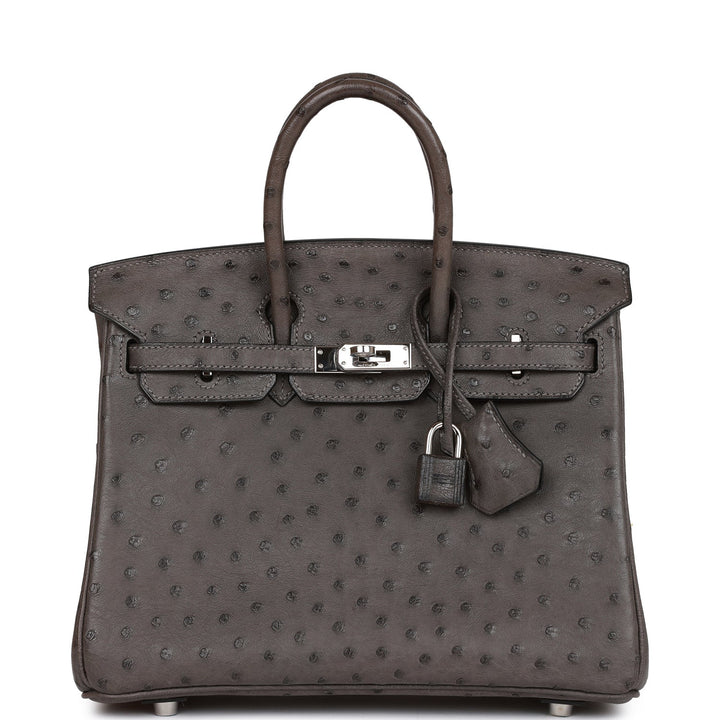 Top quality Hermes Birkin 25 Graphite Ostrich Palladium Hardware