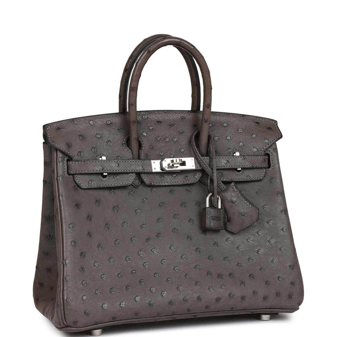 Top quality Hermes Birkin 25 Graphite Ostrich Palladium Hardware