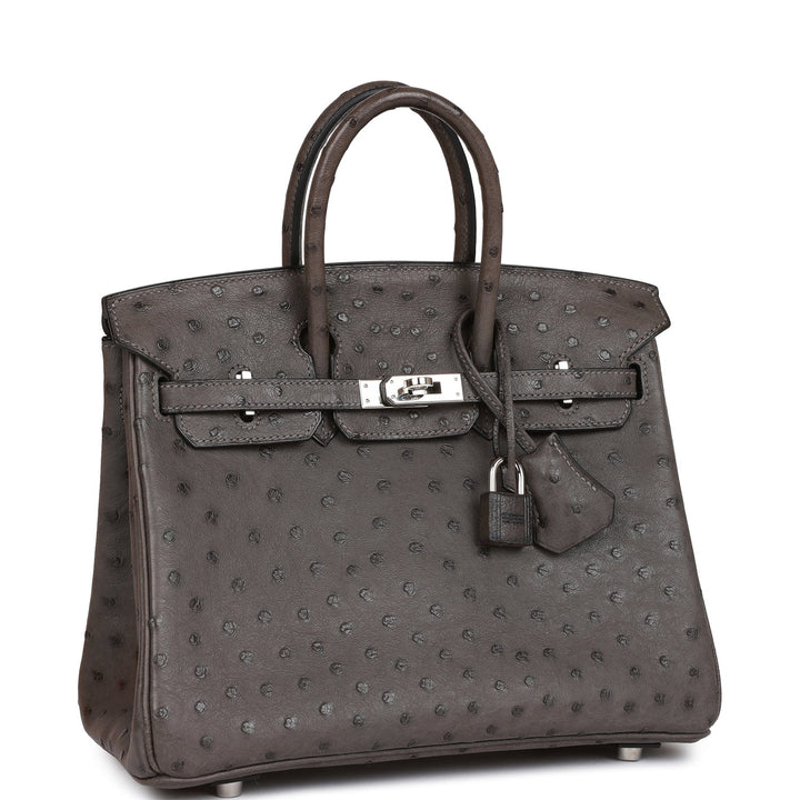 Top quality Hermes Birkin 25 Graphite Ostrich Palladium Hardware