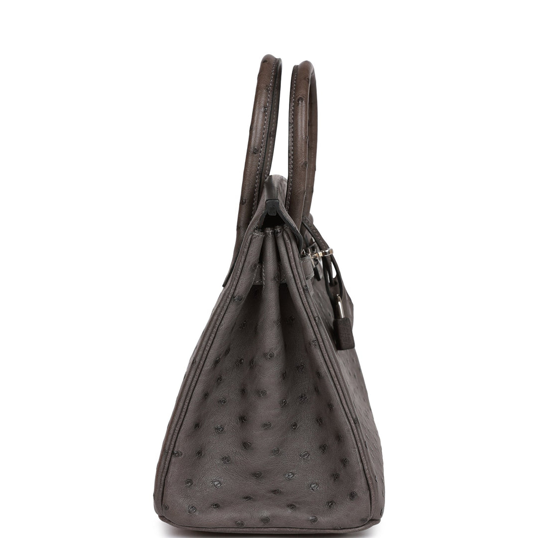 Top quality Hermes Birkin 25 Graphite Ostrich Palladium Hardware