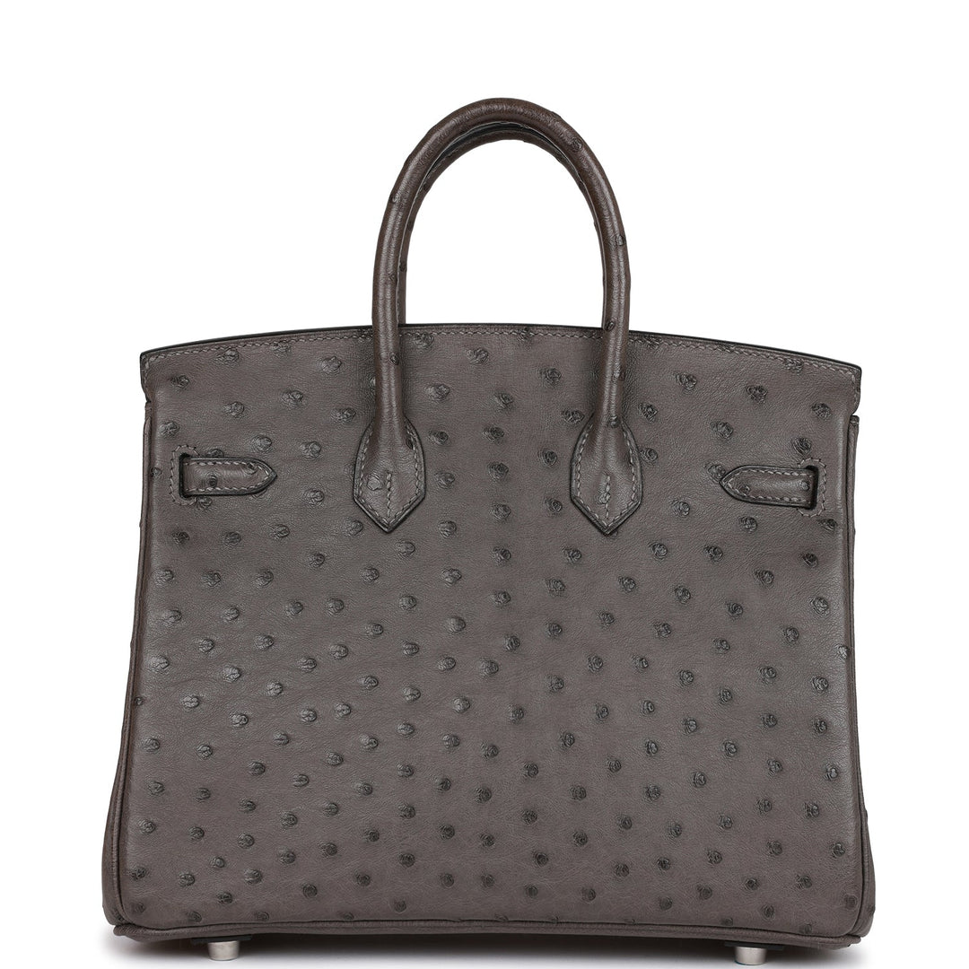 Top quality Hermes Birkin 25 Graphite Ostrich Palladium Hardware