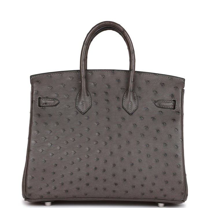 Top quality Hermes Birkin 25 Graphite Ostrich Palladium Hardware
